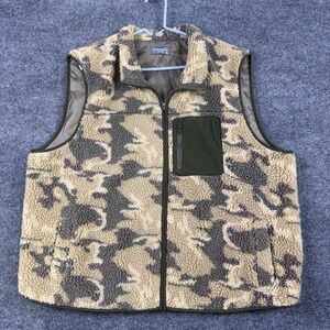Sweet Lovely by Jen Camo Sherpa Fleece Vest 3XL Green Tan Full Zip SW481PL
